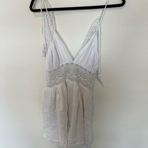 Blue Rain White Lace Romper